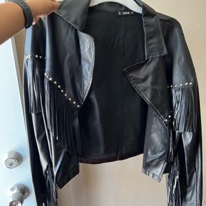 Black fringe leather jacket